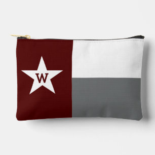Pochette À Accessoires Drapeau du Texas Marron & Gris