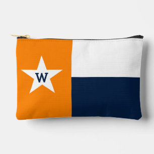 Pochette À Accessoires Drapeau du Texas orange et bleu marine