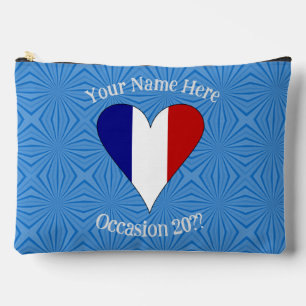 Pochette À Accessoires Drapeau français en forme de cœur sur fond bleu pe