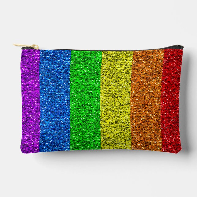 Pochette À Accessoires Drapeau LGBT vibrante parties scintillant arc-en-c (Recto)