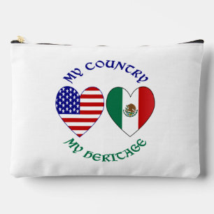 Pochette À Accessoires Drapeaux USA Mexique Cœurs Mon Pays Mon Héritage