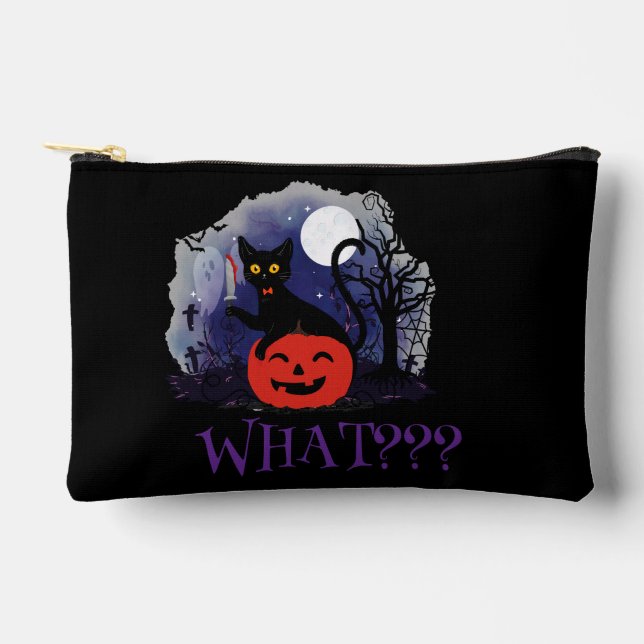 Pochette À Accessoires Drôle Halloween Bewitched Chat noir Quoi? (Recto)