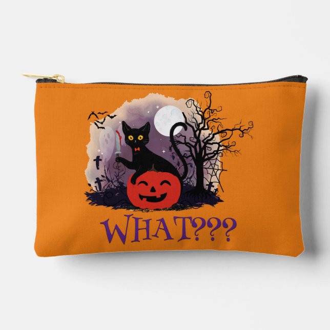 Pochette À Accessoires Drôle Halloween Bewitched Chat noir Quoi? (Recto)