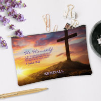 Dusk Silhouette Cross Bible Verse Personnalisé