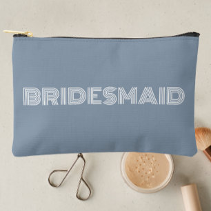 Pochette À Accessoires Dusty Blue Modern Typographie Bridesmaid