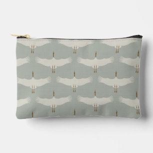 Pochette À Accessoires Dusty Blue Neutral Birds Grues Art Déco Motif