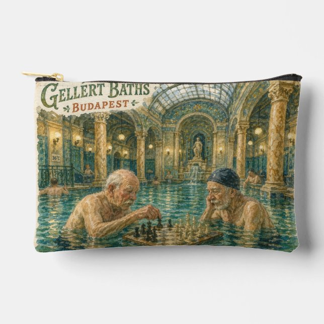 Pochette À Accessoires Échecs dans les bains Gellert Budapest Hongrie (Recto)