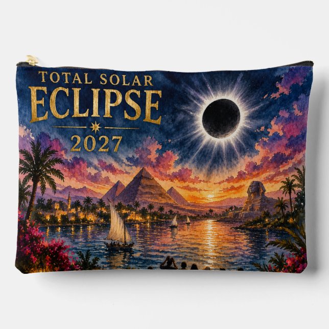 Pochette À Accessoires Éclipse solaire totale de 2027 en Égypte (Recto)