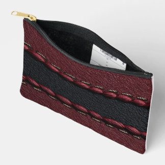 Pochette À Accessoires Effet cuir noir et rouge