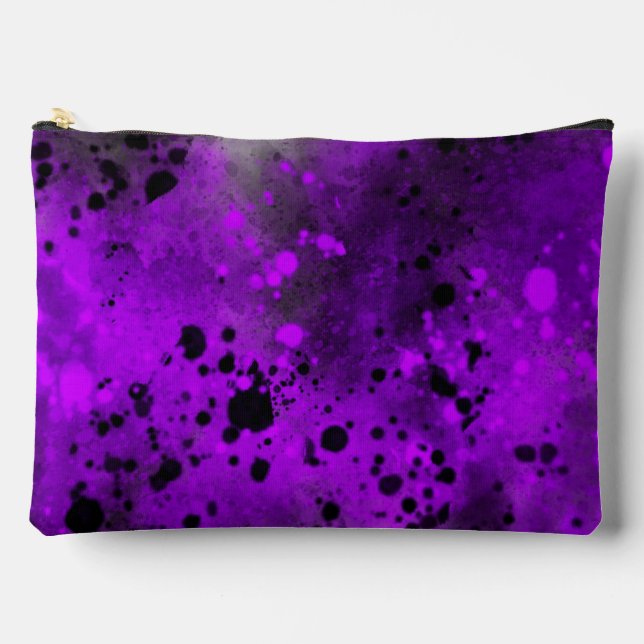 Pochette À Accessoires Effet de peinture rétro violet et noir (Recto)
