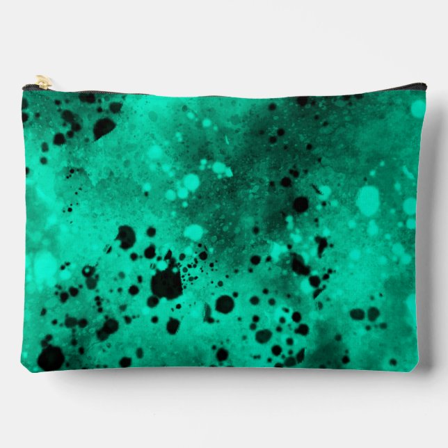 Pochette À Accessoires Effet Retro Paint Splatter Vert & Noir (Recto)