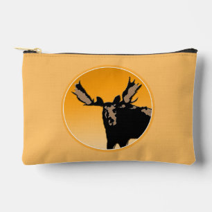Pochette À Accessoires Élan au coucher du soleil - Art animalier original