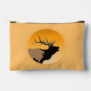 Pochette À Accessoires Élan mâle bugling au coucher du soleil, œuvre d'ar