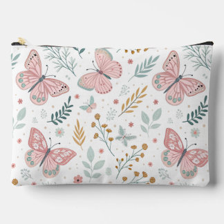 Pochette À Accessoires Élégance botanique de jardin papillon floral paste
