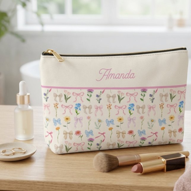 Pochette À Accessoires Élégance florale de nœud tendance (Créateur téléchargé)
