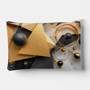 Pochette À Accessoires Elégance géométrique or et noir