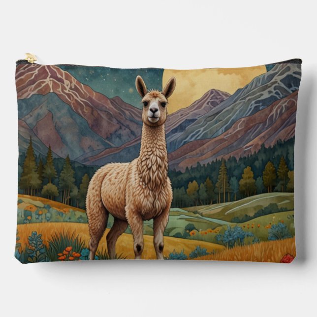 Pochette À Accessoires Élégant boho chic llama alpaca (Recto)