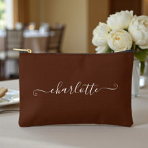 Elegant Boho Minimalist Bridesmaid Name | Brown