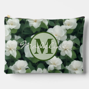 Pochette À Accessoires Élégant classique vert botanique blanc floral