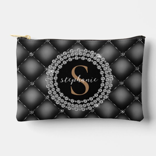 Pochette À Accessoires Élégant diamant noir Monogramme or (Recto)