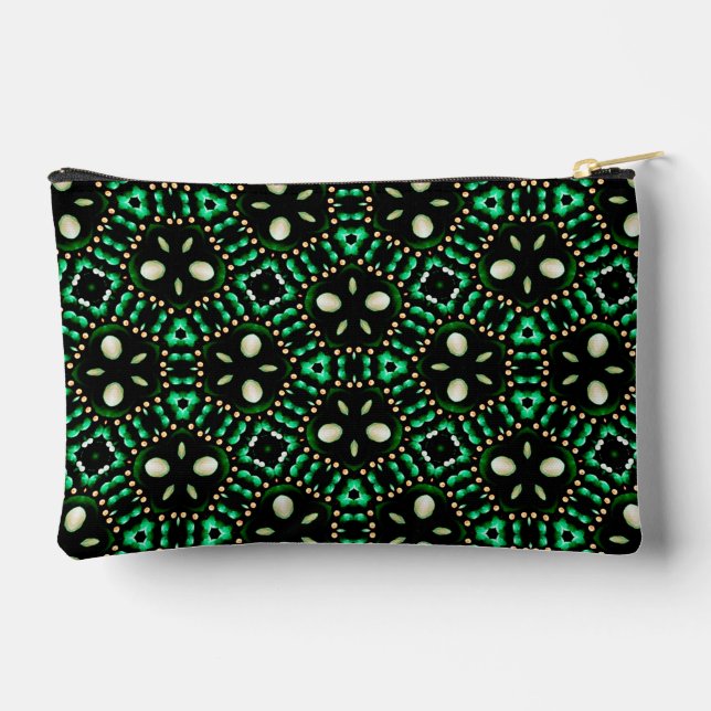 Pochette À Accessoires Élégant Emerald & Pearl Abstrait Dot Art Motif (Verso)