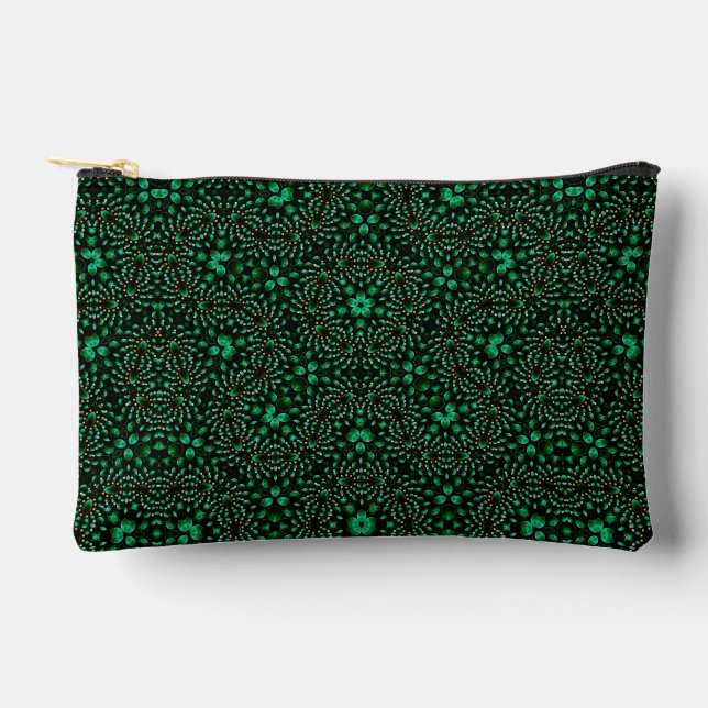 Pochette À Accessoires Élégant Emerald & Pearl Abstrait Dot Art Motif (Recto)