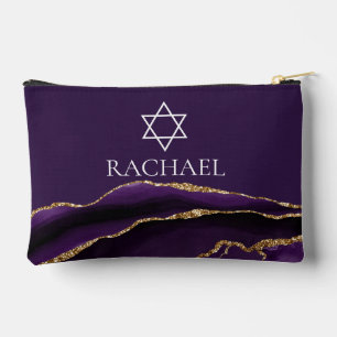 Pochette À Accessoires Élégant Étoile de David juive violet pour Bat Mitz