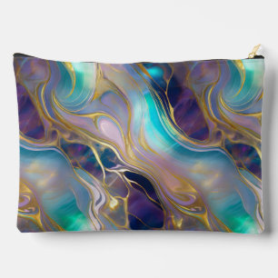 Pochette À Accessoires Elégant Faux Gold avec Pierre Opale Turquoise et v