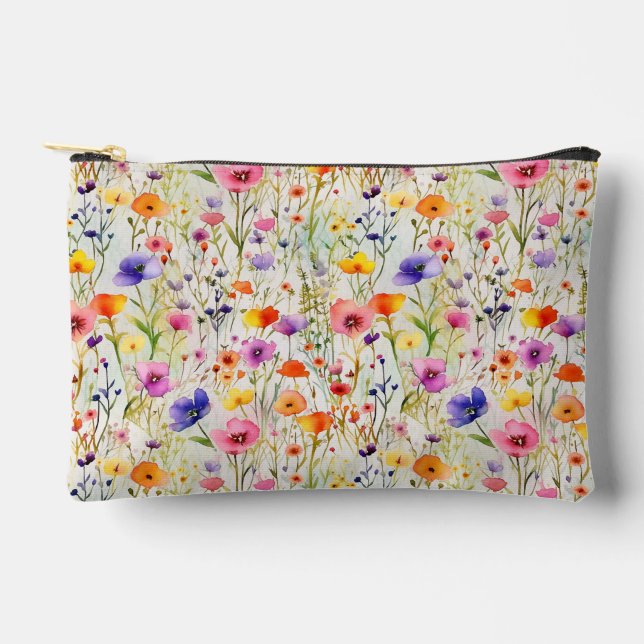 Pochette À Accessoires Elégant fleur sauvage aquarelle motif (Recto)