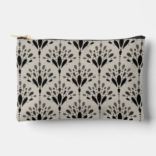 Pochette À Accessoires Élégant floral Art Déco noir et beige