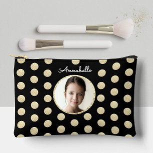 Pochette À Accessoires Élégant Géométrique Noir Paillettes Or Cercle Poin
