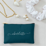 Pochette À Accessoires Elegant Minimalist Bridesmaid Name | Deep Teal<br><div class="desc">Treat your bridesmaids to a gift they'll use long after the wedding day with our Elegant Minimalist Bridesmaid Name Deep Teal Accessory Pouch. These stylish pouches can be customized with their names,  making them a thoughtful and practical gift.</div>