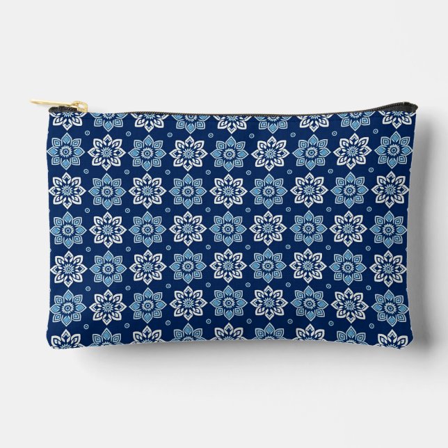 Pochette À Accessoires Elégant modèle floral Mandala bleu (Recto)
