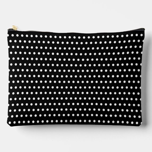 Pochette À Accessoires Elégant Motif de points blancs sur noir (Recto)