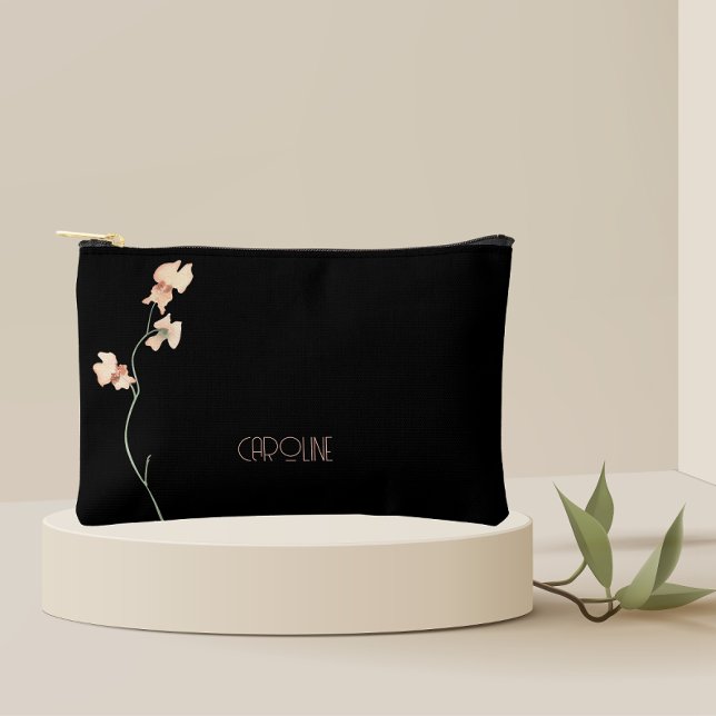 Pochette À Accessoires Elégant noir élégant floral Boho mignonne (Créateur téléchargé)