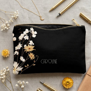 Pochette À Accessoires Élégant noir floral noir Boho mignonne