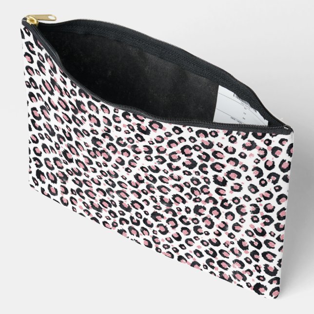 Pochette À Accessoires Elegant Rose Gold Black Leopard Pattern (Ouvrir)