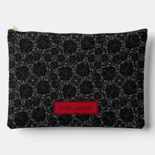 Pochette À Accessoires Élégant Rose noir gothique Motif personnalisé