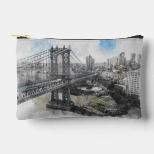 Pochette À Accessoires Elégante aquarelle Brooklyn Bridge NYC