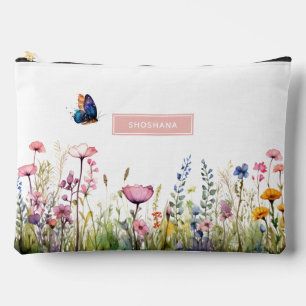 Pochette À Accessoires Elégante aquarelle Fleur sauvage cosmétique & toil