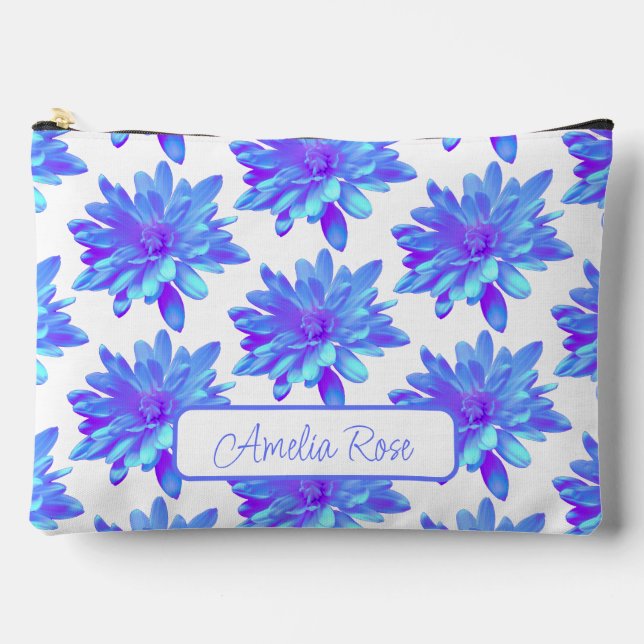 Pochette À Accessoires Élégante fleur florale violette bleu (Recto)
