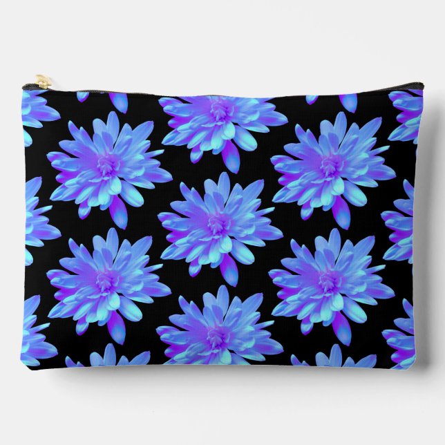 Pochette À Accessoires Élégante fleur florale violette bleu (Recto)