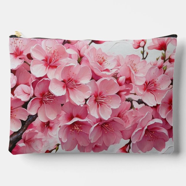 Pochette À Accessoires Élégante Fleurs de fleurs de cerisier rose (Recto)