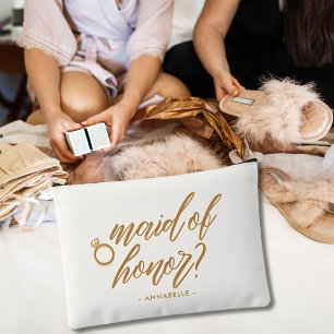 Pochette À Accessoires Elégante ivoire Maid of Honor Cadeau Personnalisé