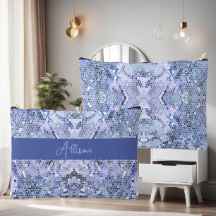 Pochette À Accessoires Elégante mosaïque bleue glace, coutume moderne
