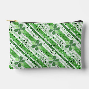 Pochette À Accessoires Élégantes rayures vertes et blanches Shamrock Pail