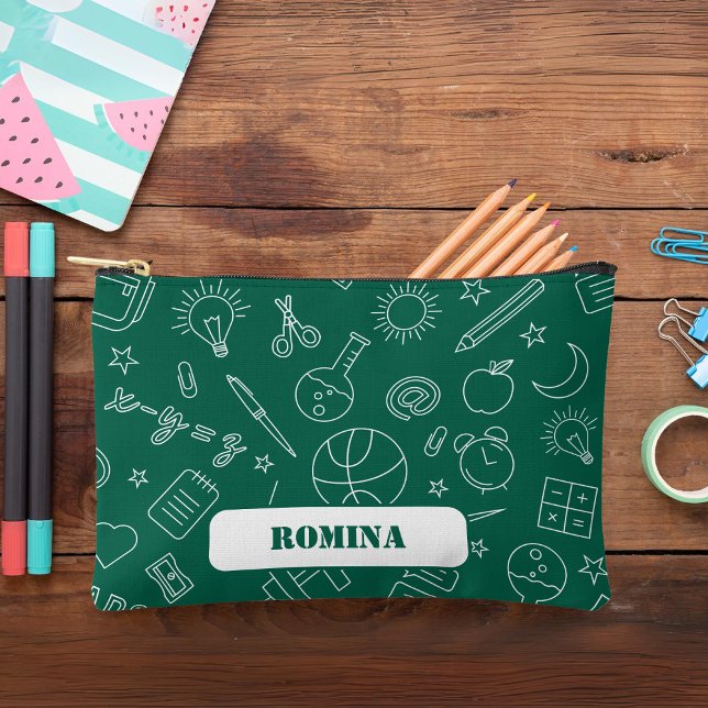 Pochette À Accessoires Élément écoscolaire Crayon coque/sac (Green School elements Pencil case/bag Accessory Pouch)