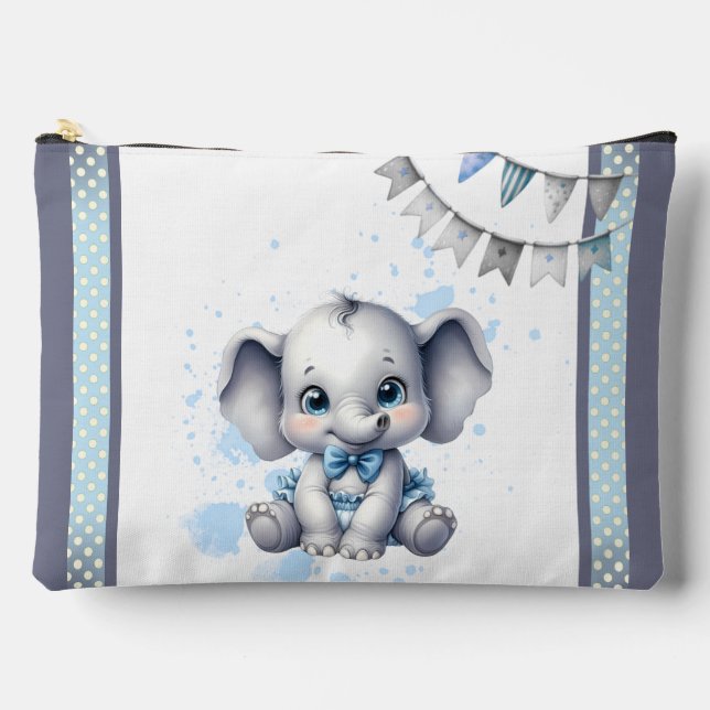Pochette À Accessoires Eléphant bleu doux - Petite cacahuète (Recto)