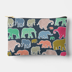 Pochette À Accessoires Eléphants Colorés, Motif Des Eléphants, Zigzag