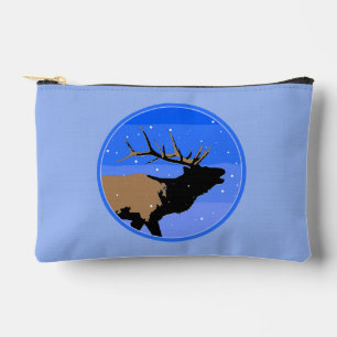Pochette À Accessoires Elk bouillonnant en hiver - Art original de la fau